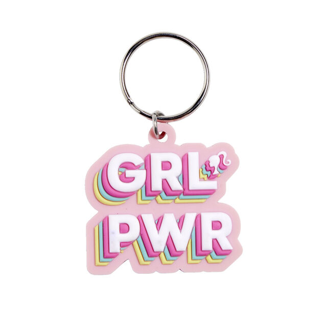 Porte cl&eacute; Barbie Grl' Pwr caoutchouc rose