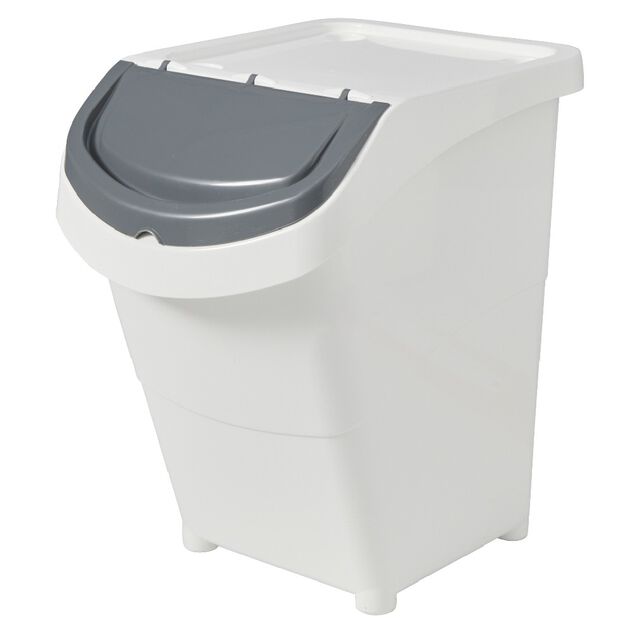 Bo&icirc;te de rangement blanche avec couvercle 40L