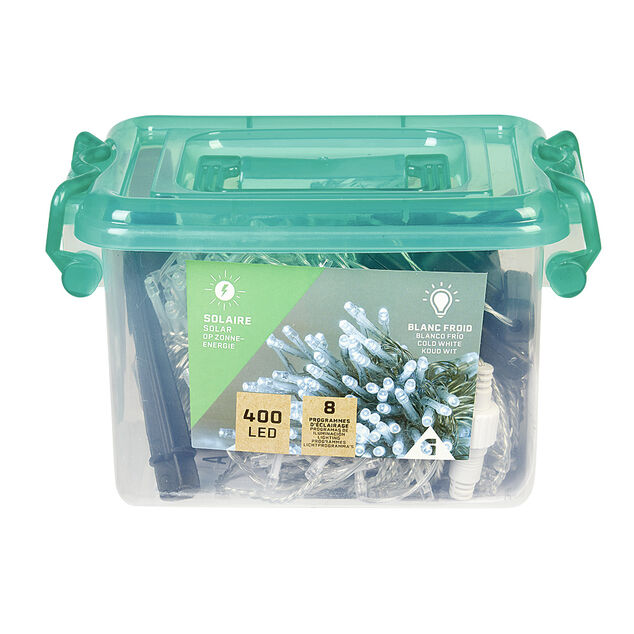 Guirlande Solaire 400 LED blanc clignotant fixe 40 m