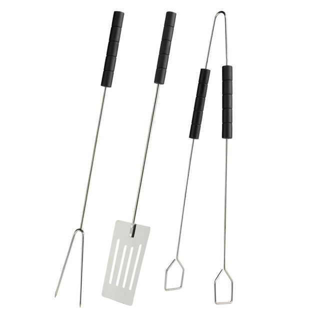 Ustensile barbecue x3 spatule fourchette pince acier inoxydable