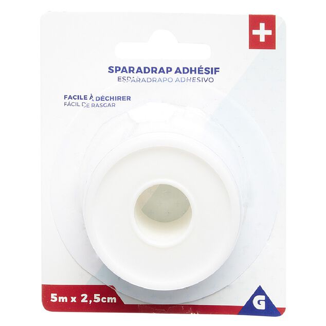 Sparadrap adh&eacute;sif en coton L500x2,5cm blanc