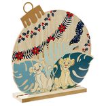 Déco à poser forme boule de Noël plate en bois Le Roi Lion Simba Nala