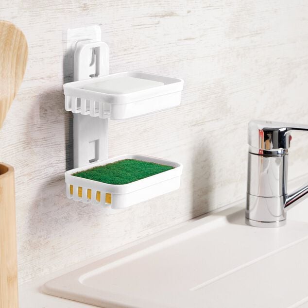 Porte savon 2 niveaux plastique (2 modèles blanc ou rose)