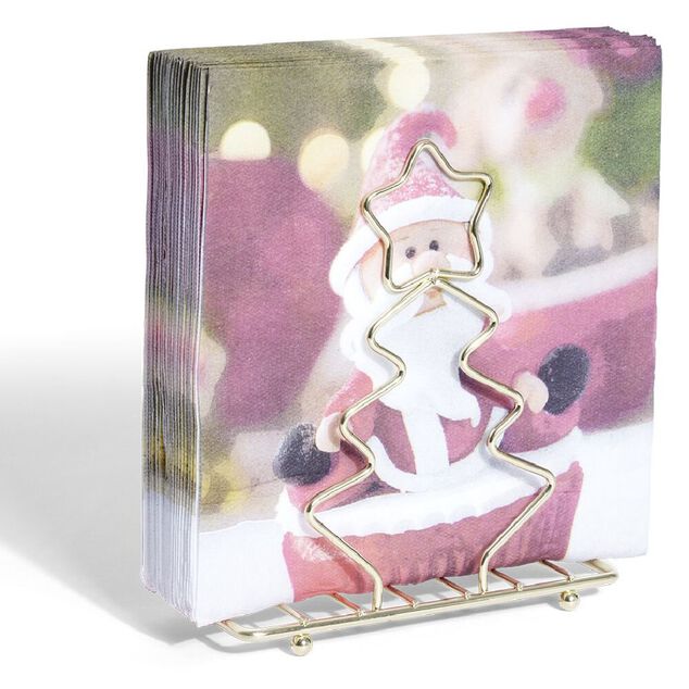 Porte-serviette forme sapin m&eacute;tal dor&eacute;