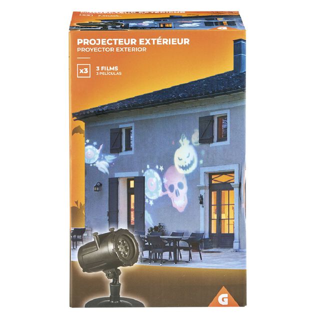 Projecteur LED &agrave; planter Halloween 3 films Halloween pour ext&eacute;rieur