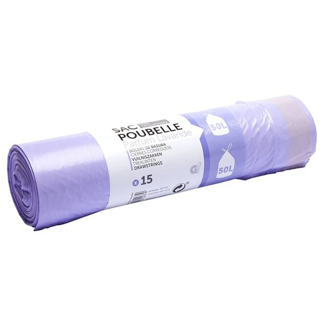 Sac poubelle parfum lavande 50 L violet x 15