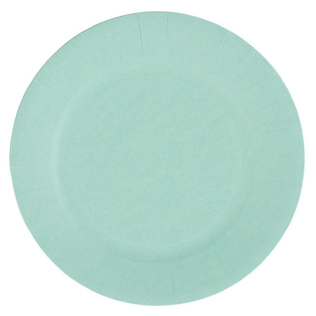Lot de 10 assiettes en carton vert d'eau Ø18 cm