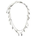 Cha&icirc;ne cheville pampilles et perles m&eacute;tal argent&eacute; &Oslash;11cm