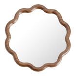Miroir en bois effet noyer contour ondul&eacute; &Oslash;40cm