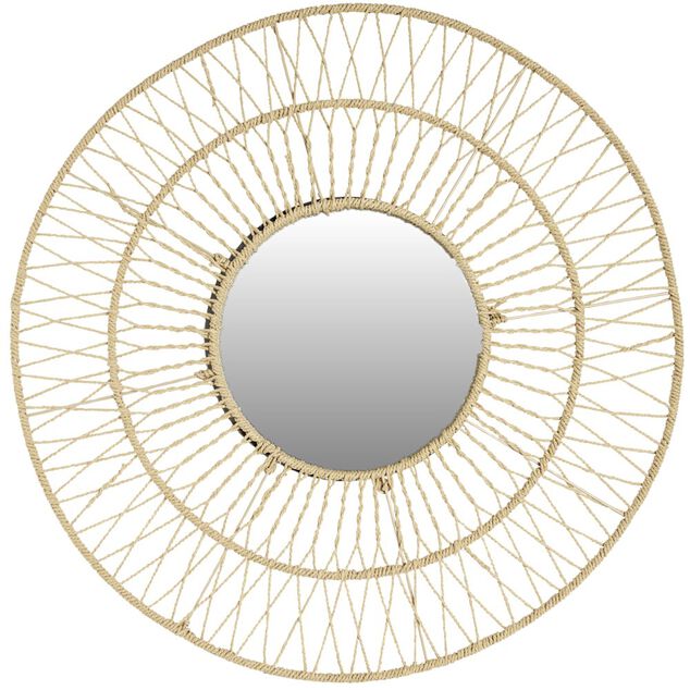 Miroir soleil rond papier tress&eacute; &Oslash;74cm