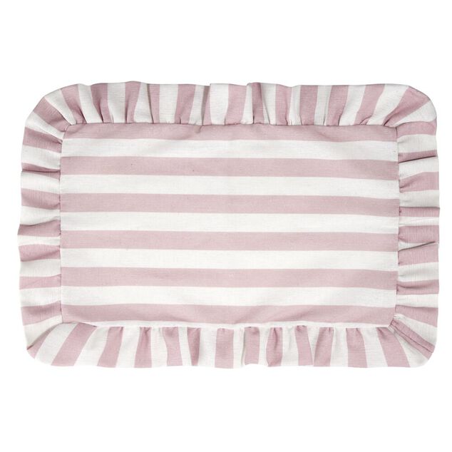 Set de table rectangulaire bord &agrave; volant motif rayure polycoton 30x45cm (3 mod&egrave;les)