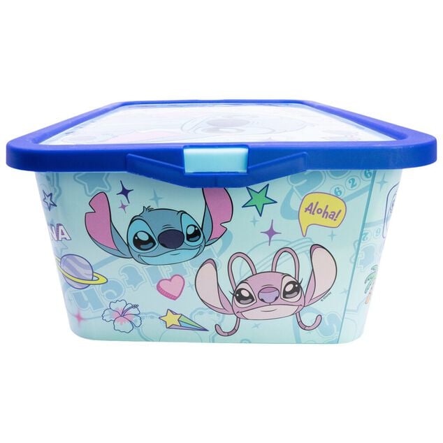 Box de rangement Disney Stitch et Angel 13L plastique bleu 40x30xH15,5cm