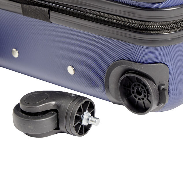 Valise cabine 26L rigide trolley 4 roues amovibles 51cm bleue