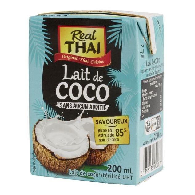 Lait de coco Real Thai sans additif brique UHT 20cl