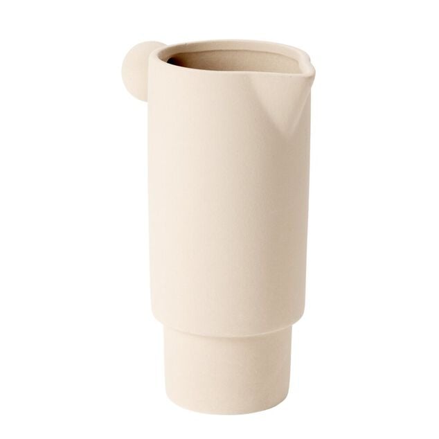 Vase c&eacute;ramique mate fa&ccedil;on pichet avec anse boule &Oslash;9,5xH21,5cm (2 mod&egrave;les)