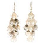 Boucles d'oreilles pendantes filigrane coquillage m&eacute;tal dor&eacute; L5cm