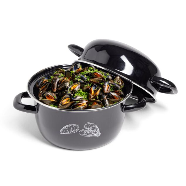 Marmite à moules avec couvercle Ø20,5cm acier noir