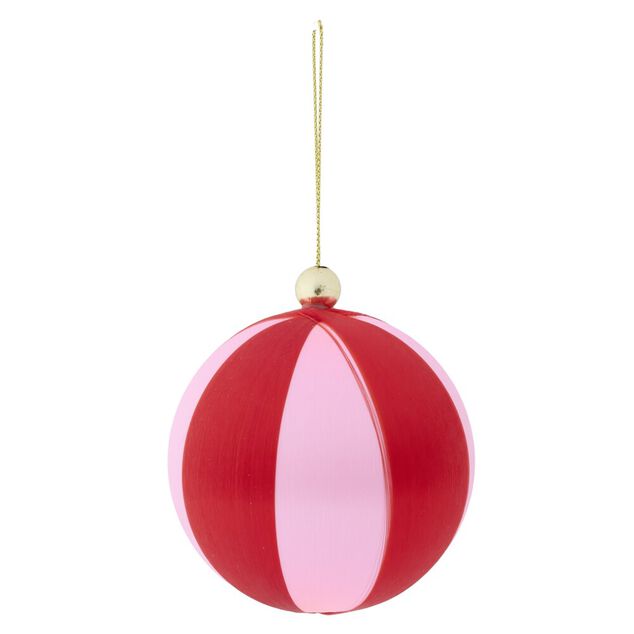 Boule de No&euml;l fil couleur ray&eacute;e &Oslash;8cm (3 mod&egrave;les)