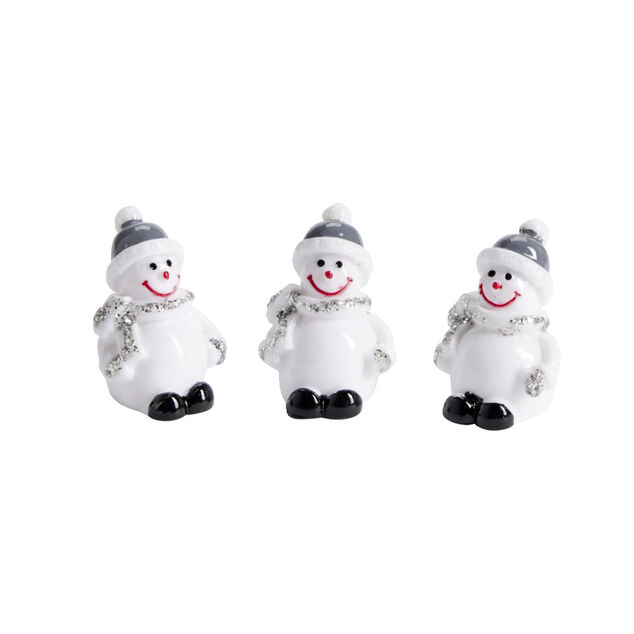Lot de 3 d&eacute;corations de table forme bonhomme de neige