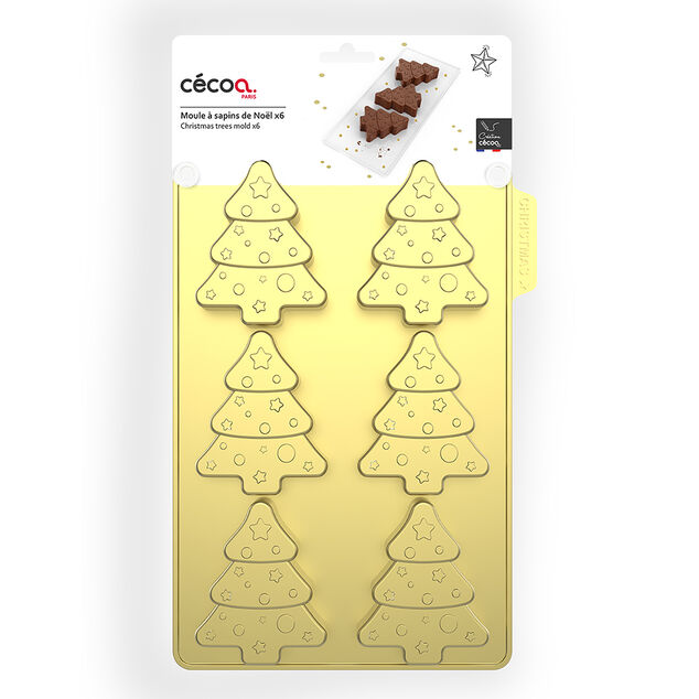 Moule &agrave; g&acirc;teau forme sapin de No&euml;l x 6 en silicone
