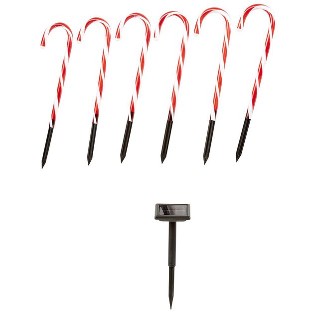 Sucre d'orge lumineux solaire x6 24 LED H43cm