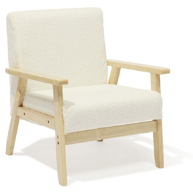 Fauteuil Joséphine curly effet laine bouclée blanc - L64xP70xH76 cm