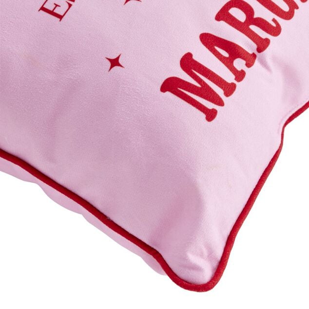 Coussin carr&eacute; inscription Cocktail Club Margarita rose et rouge 40x40cm