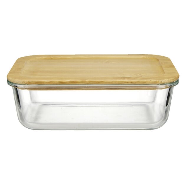 Bo&icirc;te alimentaire en verre couvercle bambou 1,5L