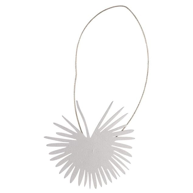 Embrasse aimant&eacute;e forme feuille m&eacute;tal gris