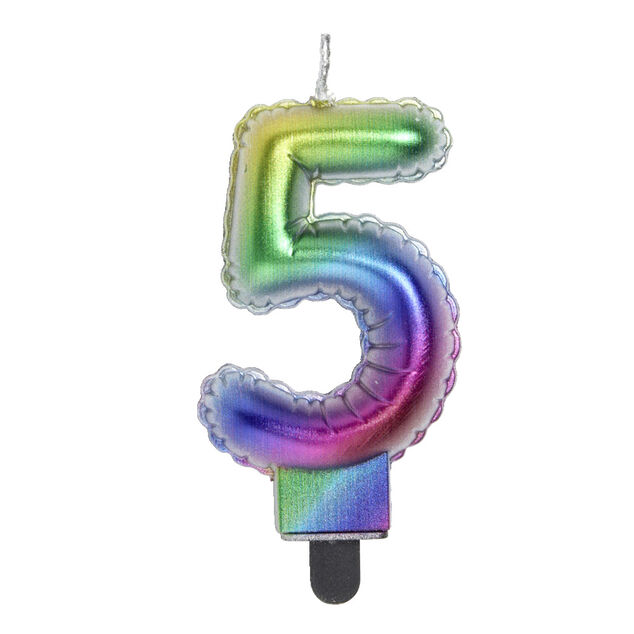 Bougie anniversaire chiffre 5 iridescent