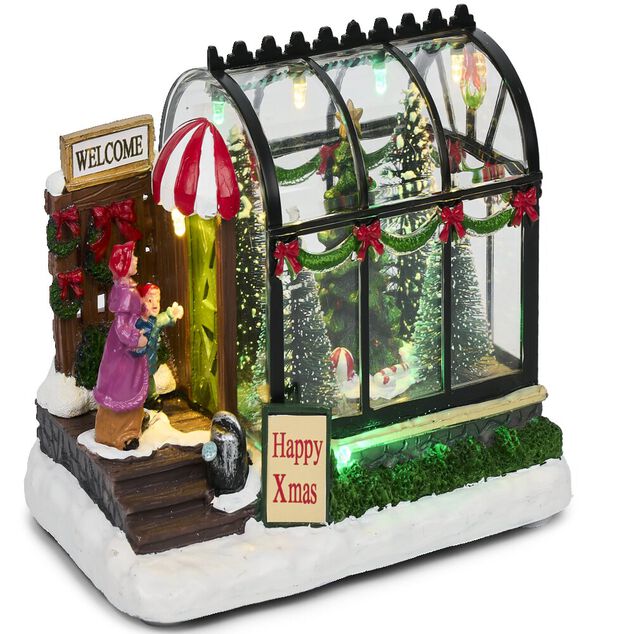 Serre lumineuse sapins de Noël 16x10x11,5cm