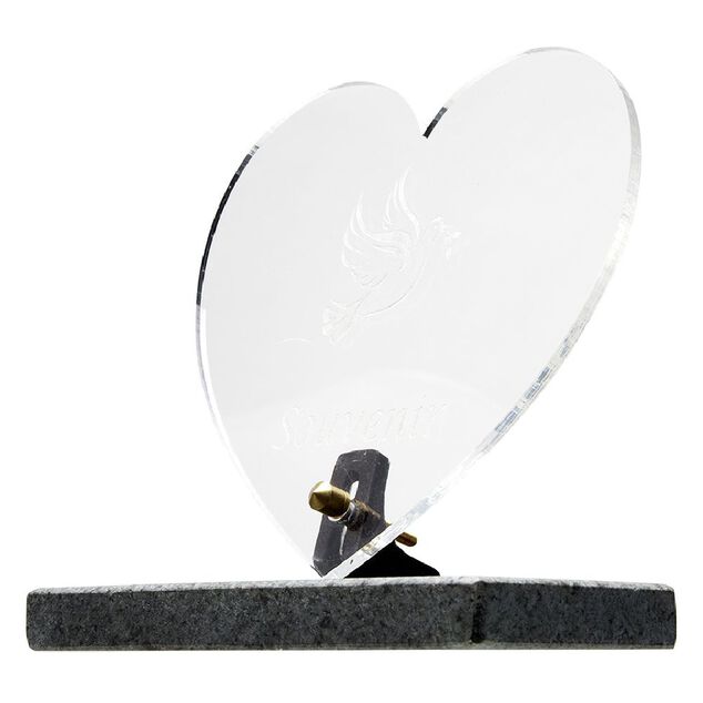 Plaque funéraire coeur transparent