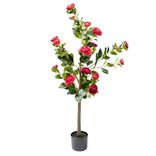 Arbre artificiel cam&eacute;lia rouge dans pot &Oslash;60xH120cm