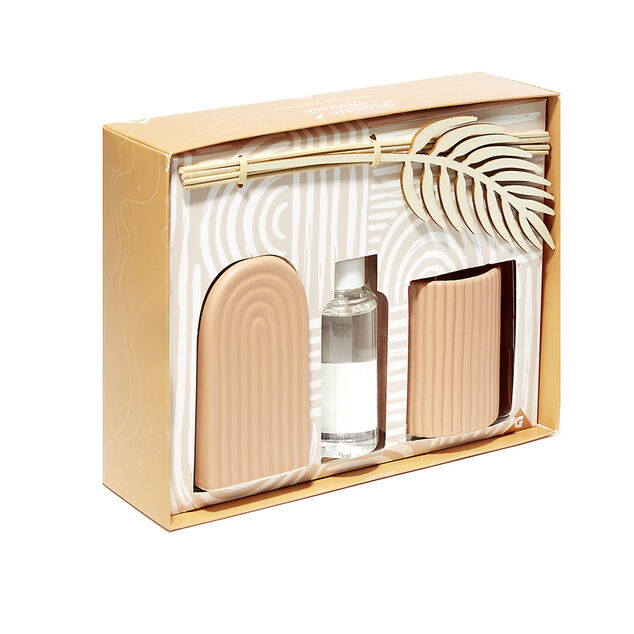 Bougie avec diffuseur en c&eacute;ramique 100ml - 3 mod&egrave;les