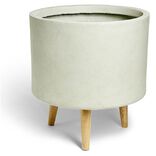 Cache pot argile gris sur tr&eacute;pied &Oslash;35xH23cm