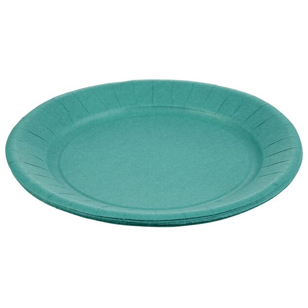 Lot de 10 assiettes en carton vert émeraude Ø23 cm