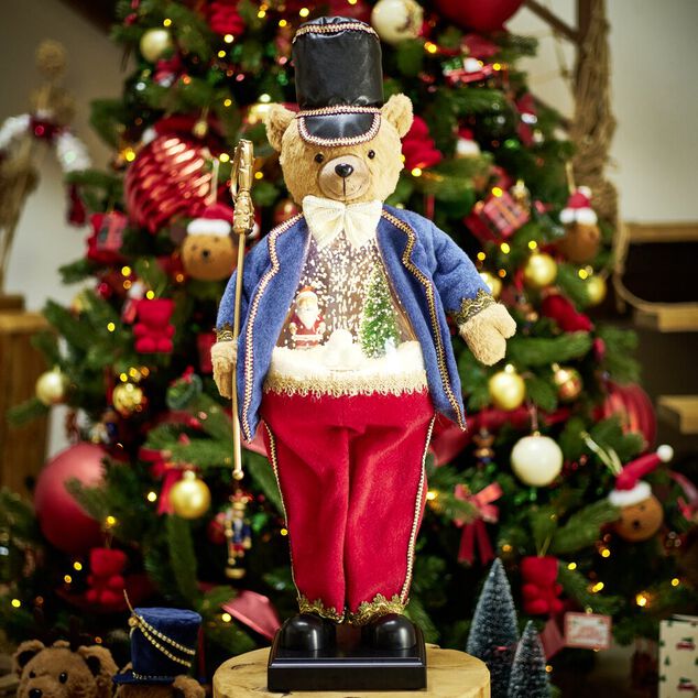 Ours Casse-Noisette Noël LED scène neige animé et musical 27x17xH70cm