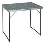 Table camping pliable acier aluminium bois motif feuillage exotique 80x60xH69cm