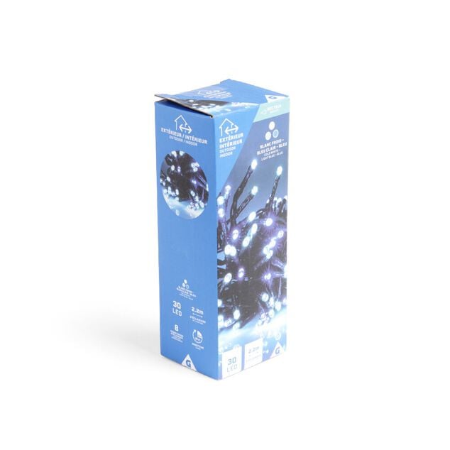 Guirlande lumineuse 30LED blanc froid/bleu clair/bleu L2,2m