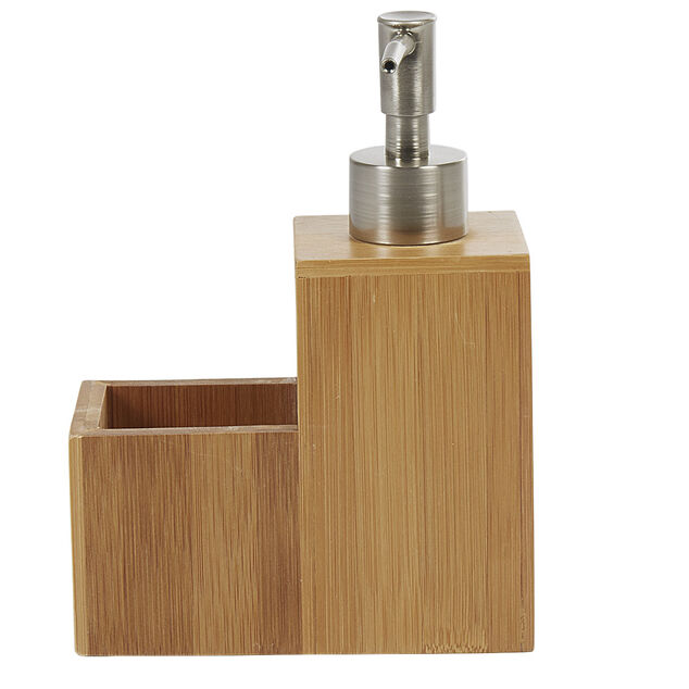 Distributeur de liquide vaisselle en bois avec compartiment &agrave; &eacute;ponge