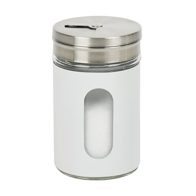 Salière et poivrière en verre et métal, set duo noir et blanc