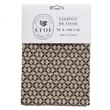 Coupon tissu imprim&eacute; Eug&egrave;ne 70x100cm coton bleu, noir et marron