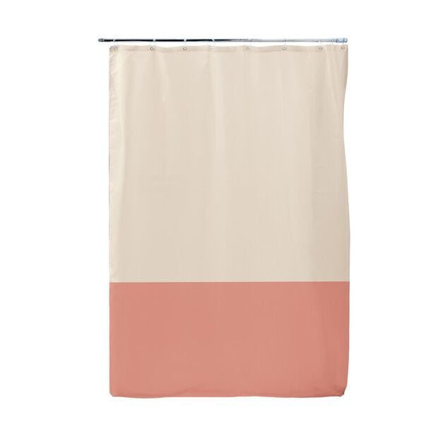 Rideau de douche bicolore beige et corail 180x200cm