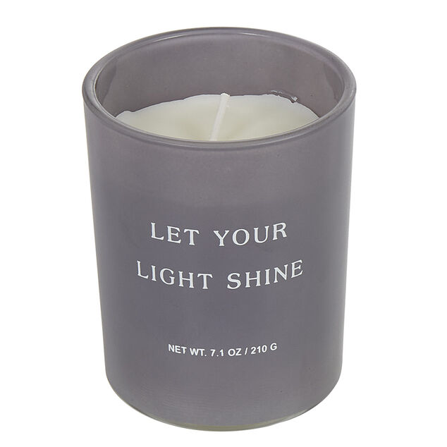 Bougie parfum&eacute;e &agrave; message dans verre gris senteur coton