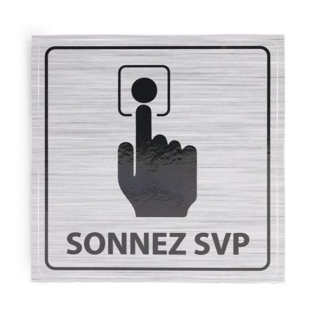 Signalétique adhésive "Sonnez svp" - 8x8 cm