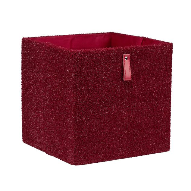 Panier de rangement 22L velours rouge 30x30xH30cm