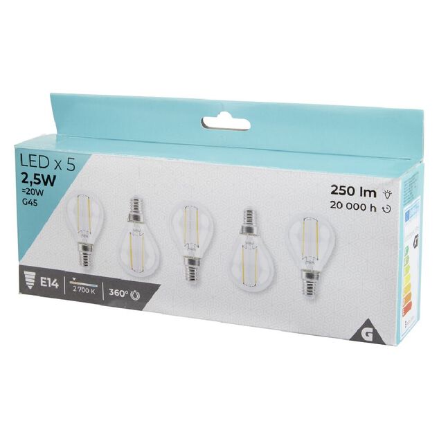 Ampoule LED lumière chaude 2,5 W douille E14 x5