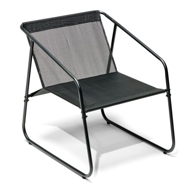 Salon de jardin 4 personnes Mathis textil&egrave;ne gris anthracite