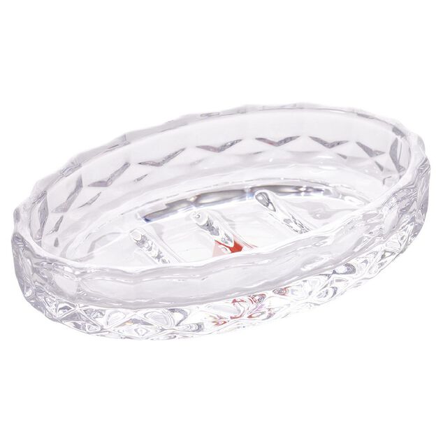 Porte-savon en verre effet cristallin transparent 12x8xH2,5cm
