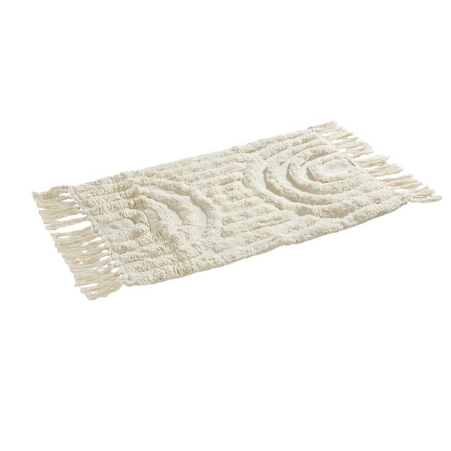 Tapis salle de bain frange coton beige 50x80cm